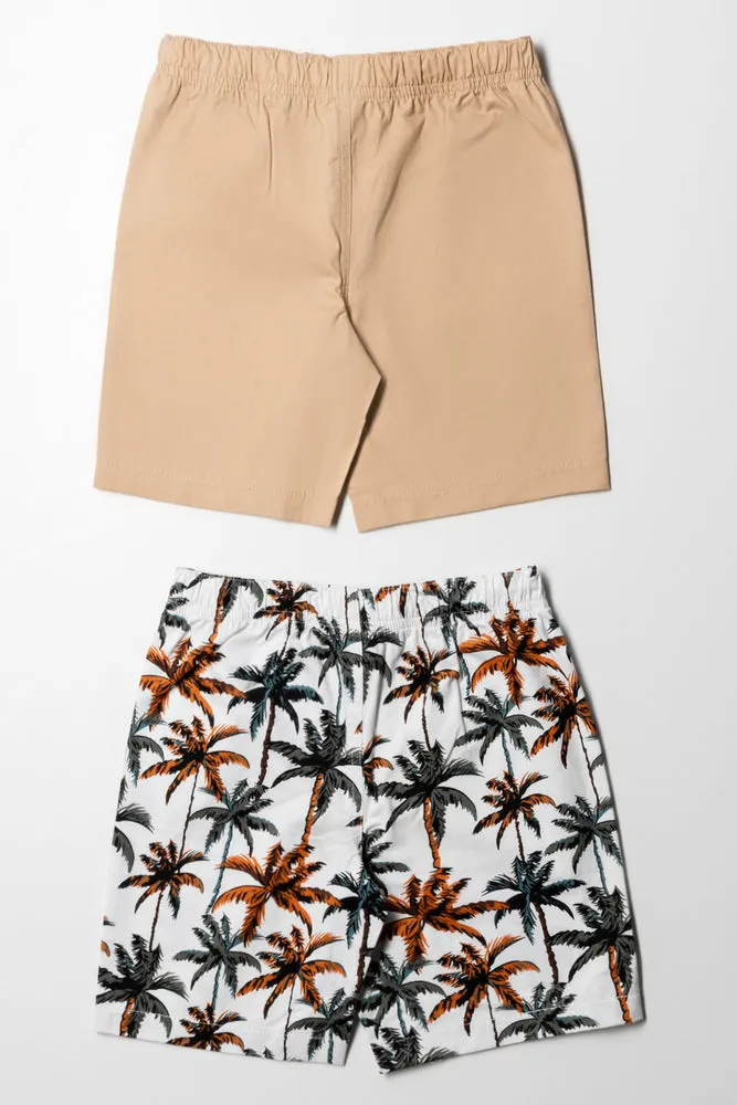 2 Pack Woven Shorts Nautical Off White And Natural