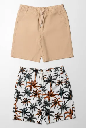 2 Pack Woven Shorts Nautical Off White And Natural