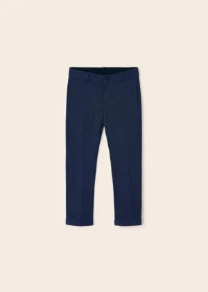 3514 Mayoral Mini Boys Tailored Dress Pants, Textured Navy