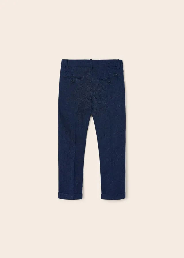 3514 Mayoral Mini Boys Tailored Dress Pants, Textured Navy