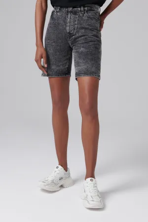 Black Acid Wash Denim Shorts
