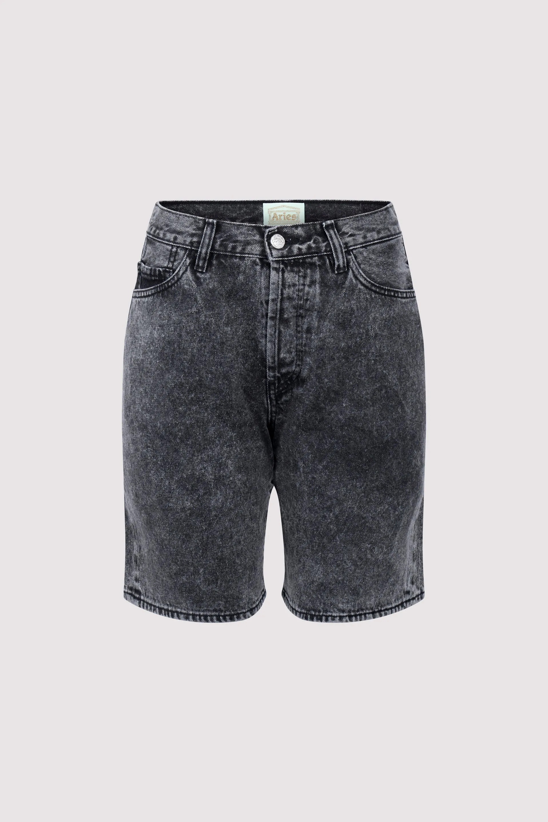 Black Acid Wash Denim Shorts