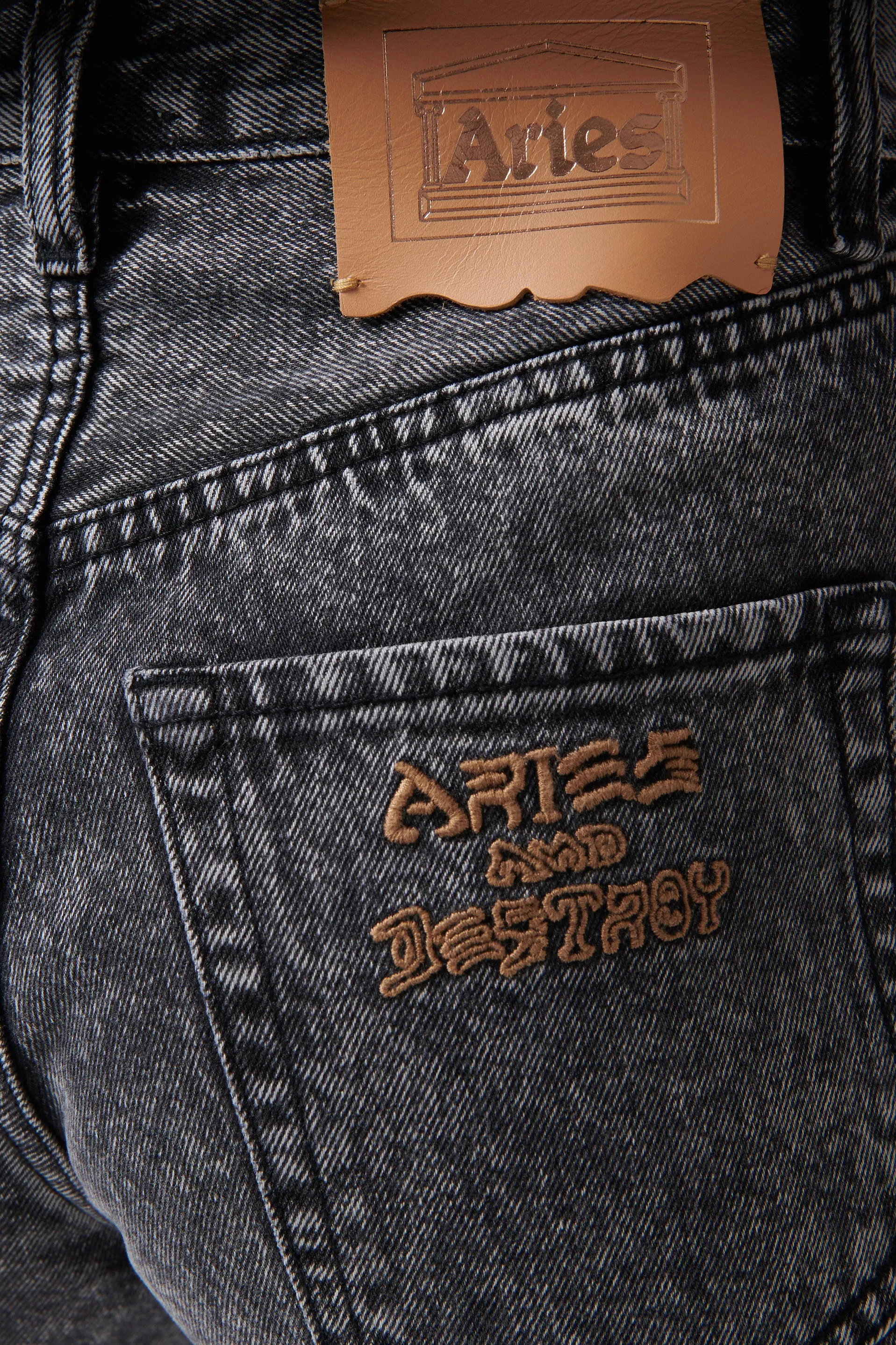 Black Acid Wash Denim Shorts