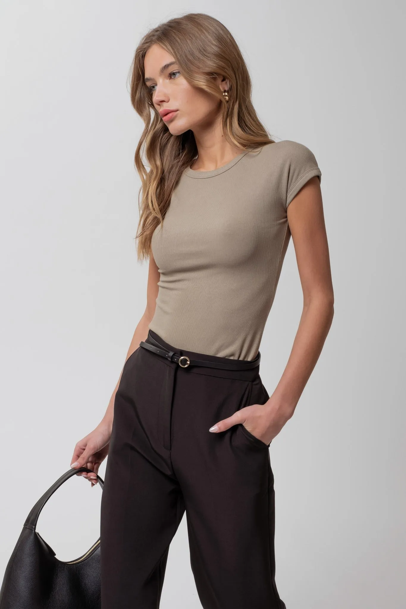 Black High Waist Straight Leg Dress Pants