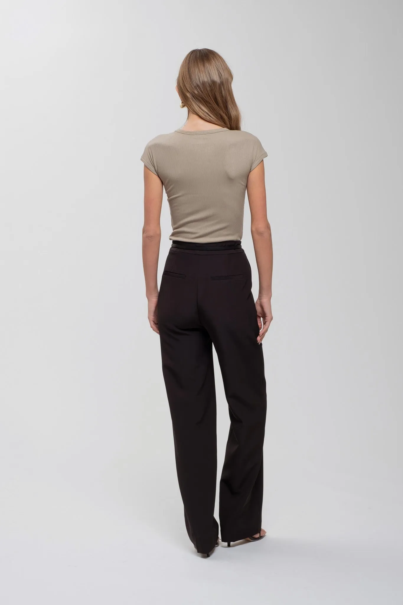 Black High Waist Straight Leg Dress Pants