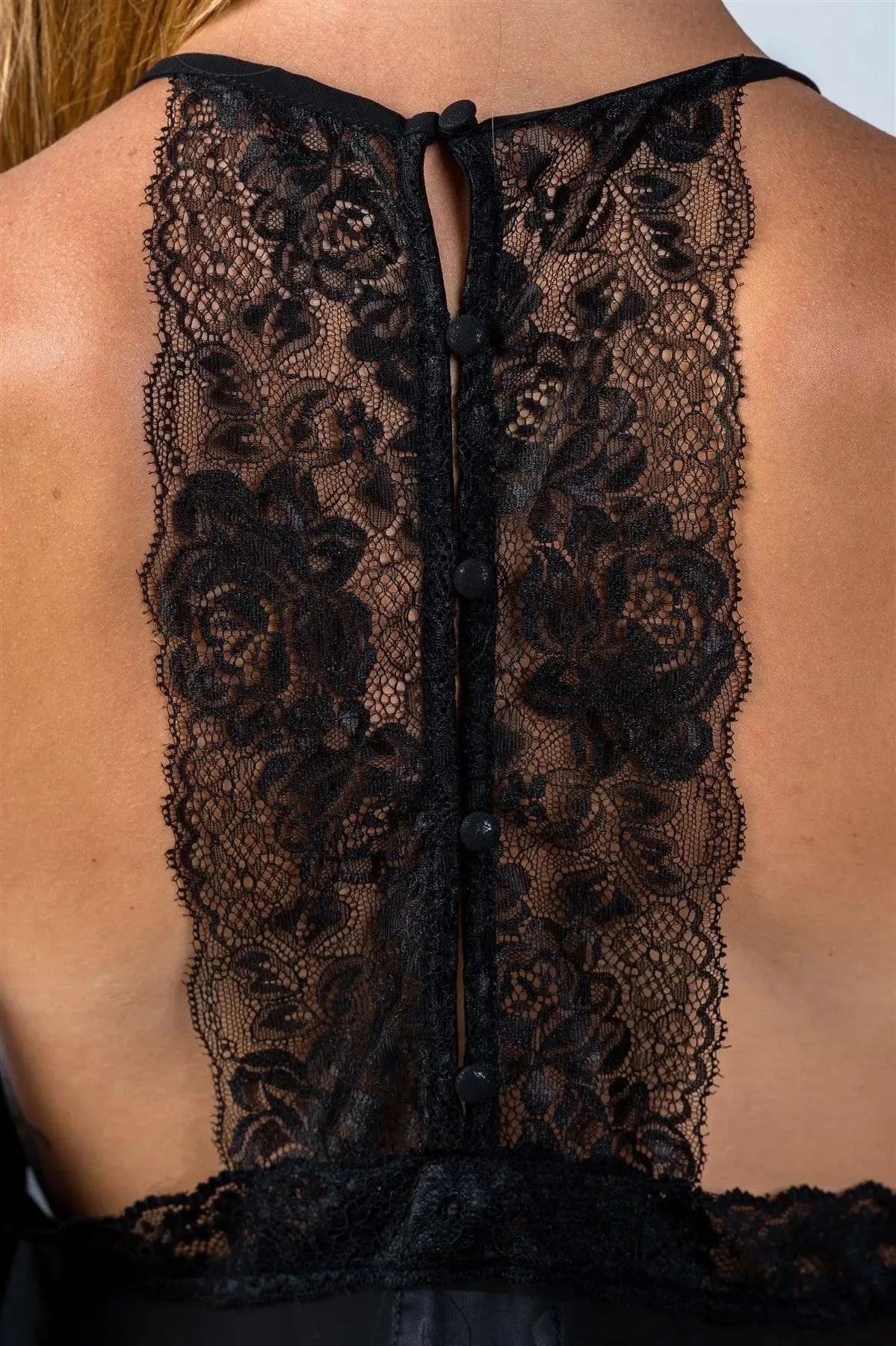 Black Lace Racerback Cami And Shorts Pajama Set /3-2-1