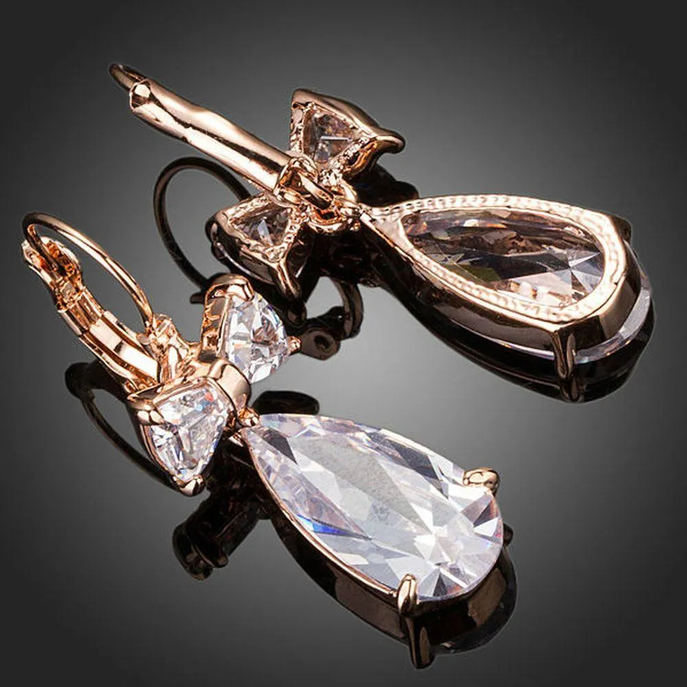 Bowknot Tie Cubic Zirconia Drop Earrings