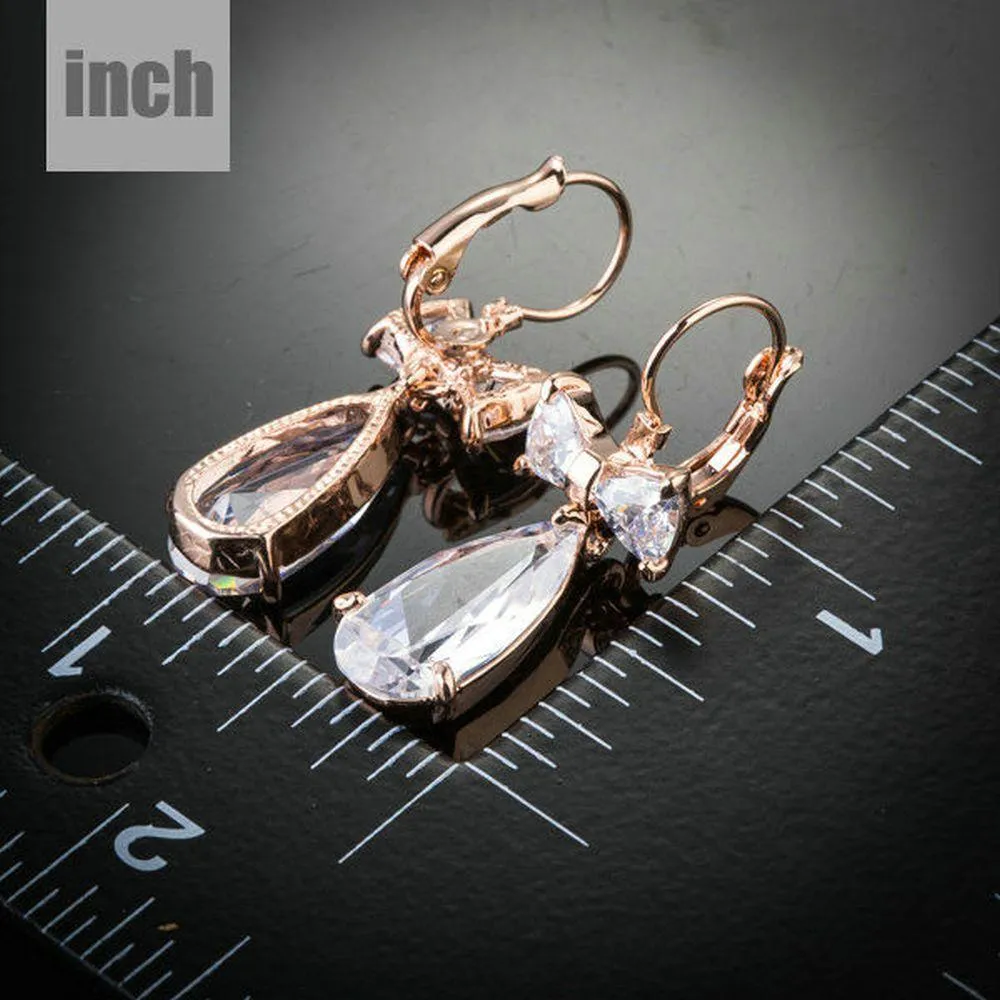 Bowknot Tie Cubic Zirconia Drop Earrings