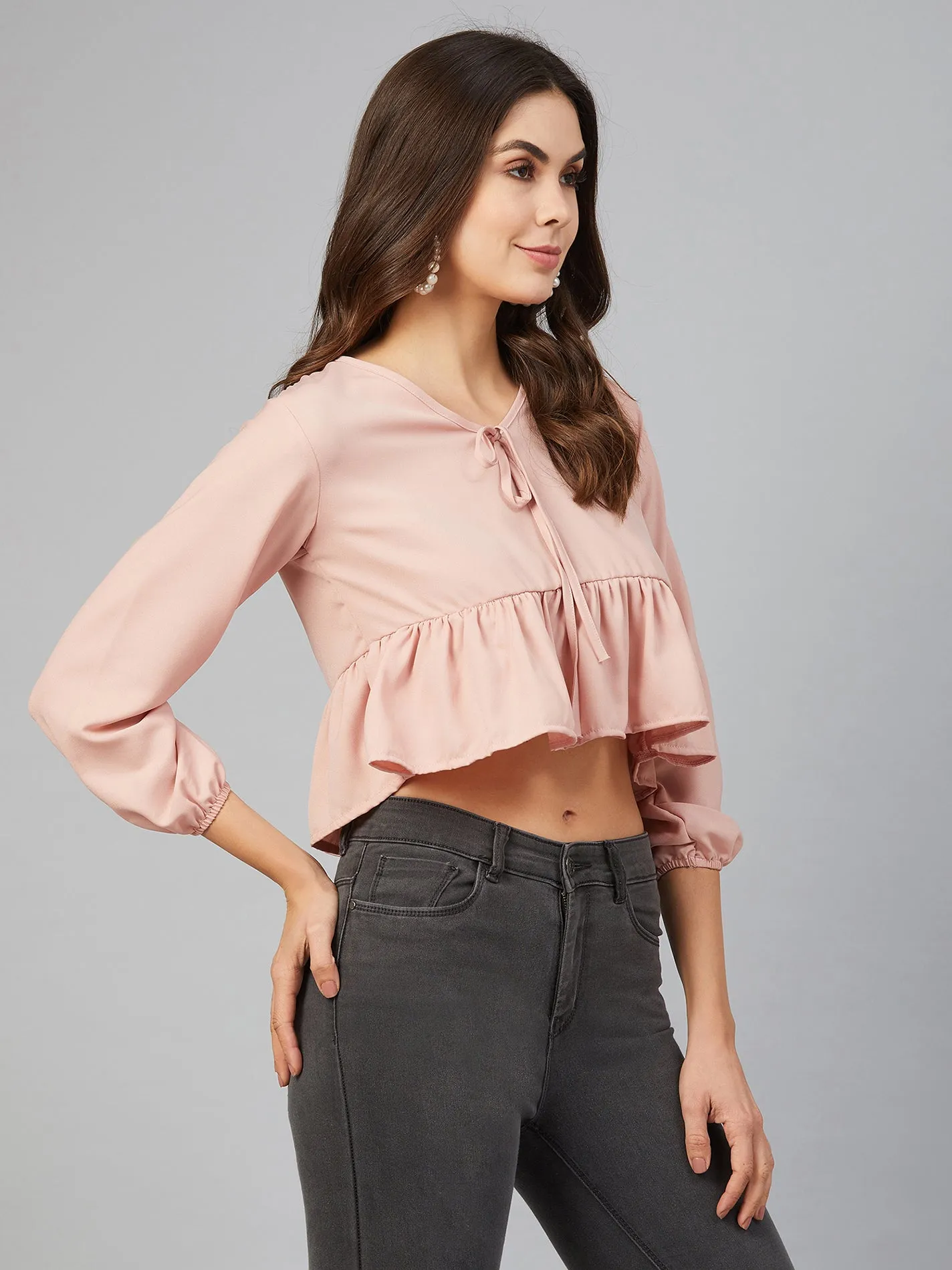 Chimpaaanzee Women Light Pink Fril StyleTop