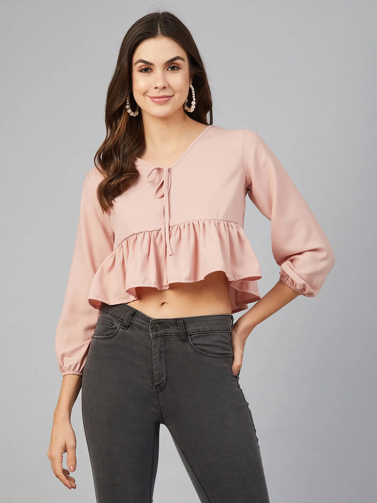Chimpaaanzee Women Light Pink Fril StyleTop