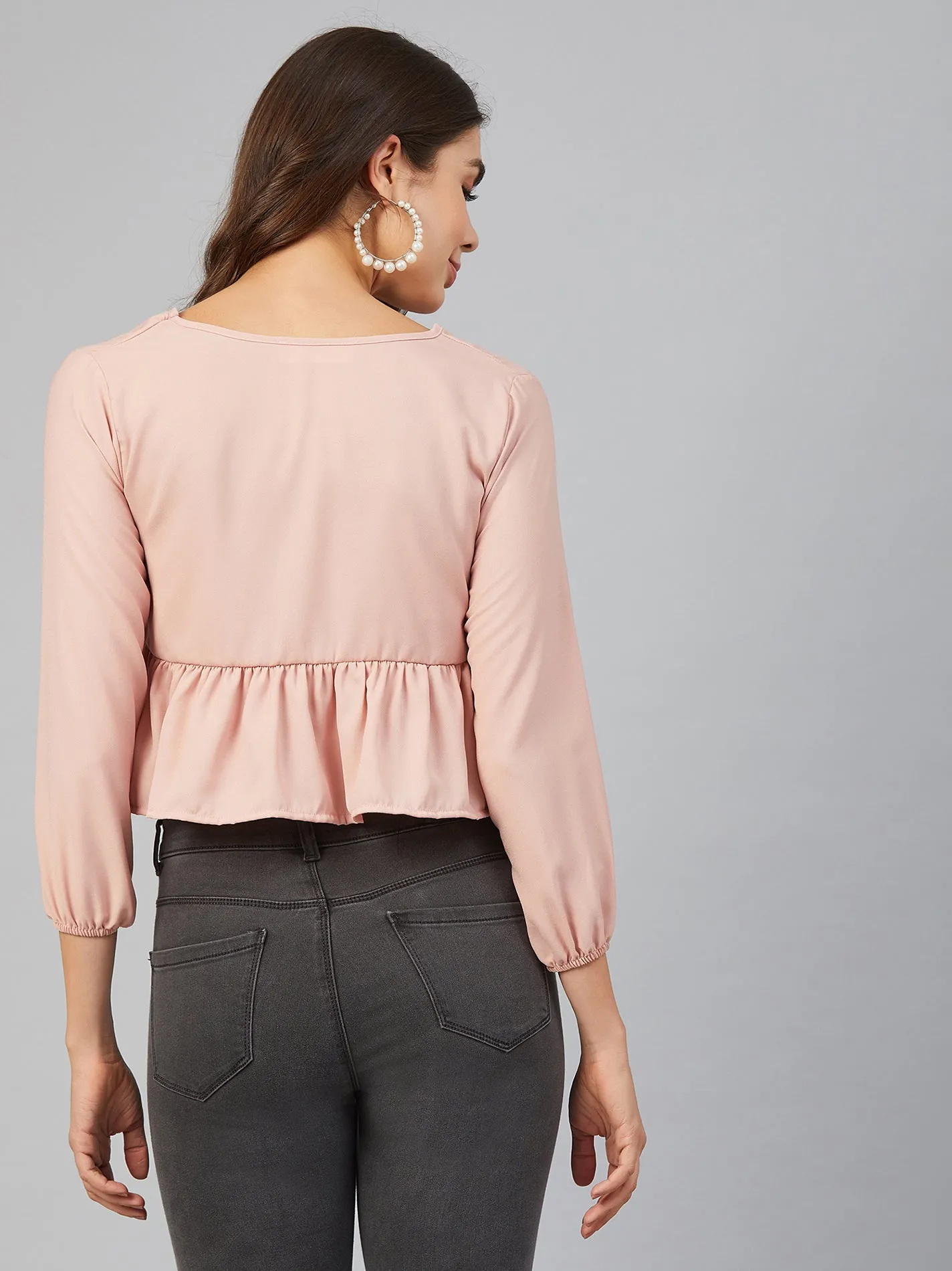 Chimpaaanzee Women Light Pink Fril StyleTop