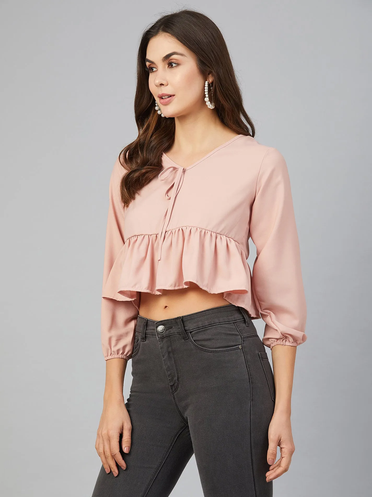 Chimpaaanzee Women Light Pink Fril StyleTop