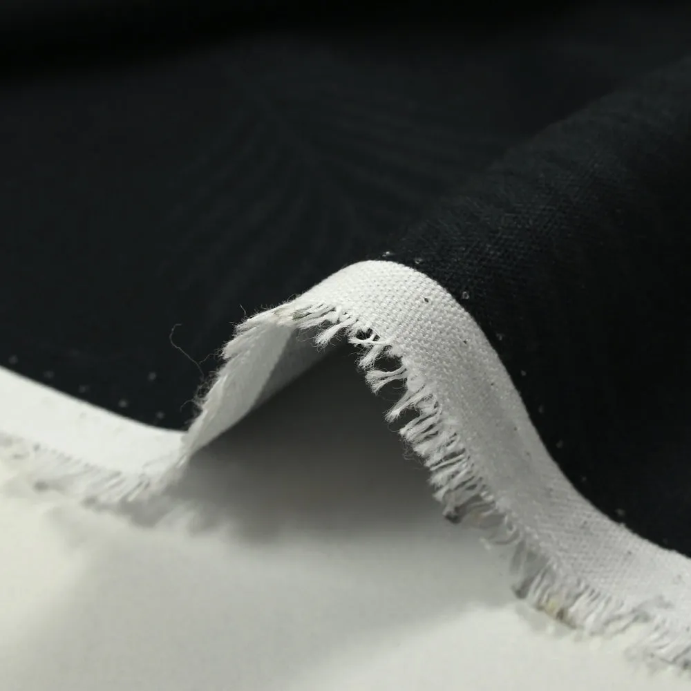 Coton imprimé feuilles de palmier fond noir