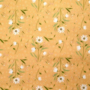 Coton imprimé marguerite fond moutarde