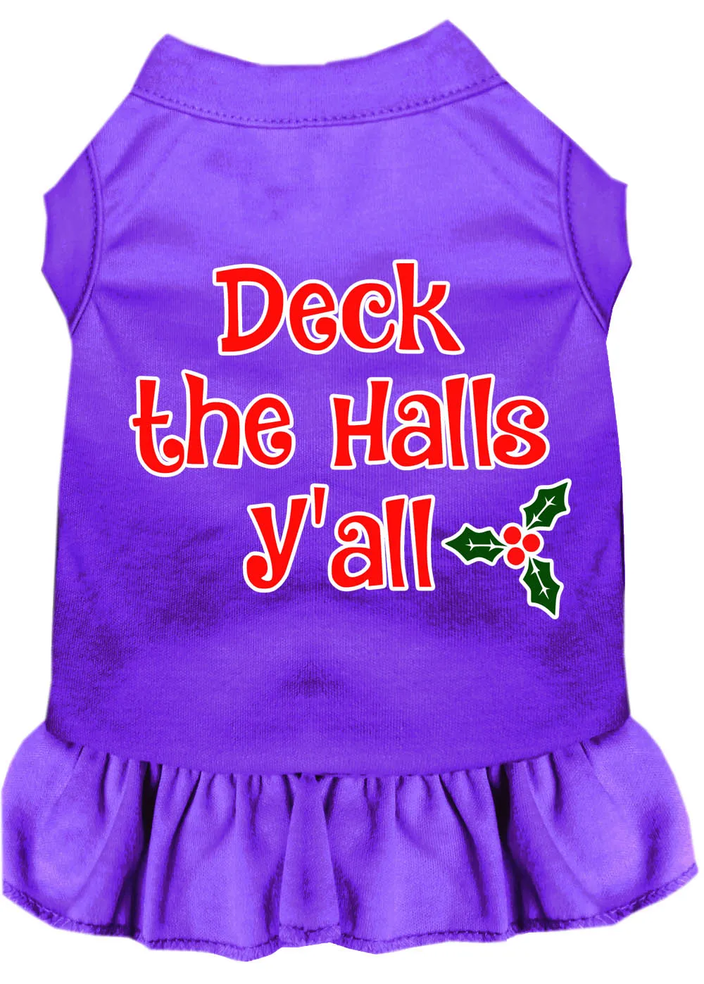Deck The Halls Y'all Screen Print Dog Dress Purple Xxxl