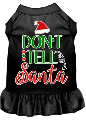Don't Tell Santa Screen Print Dog Dress Black Xl