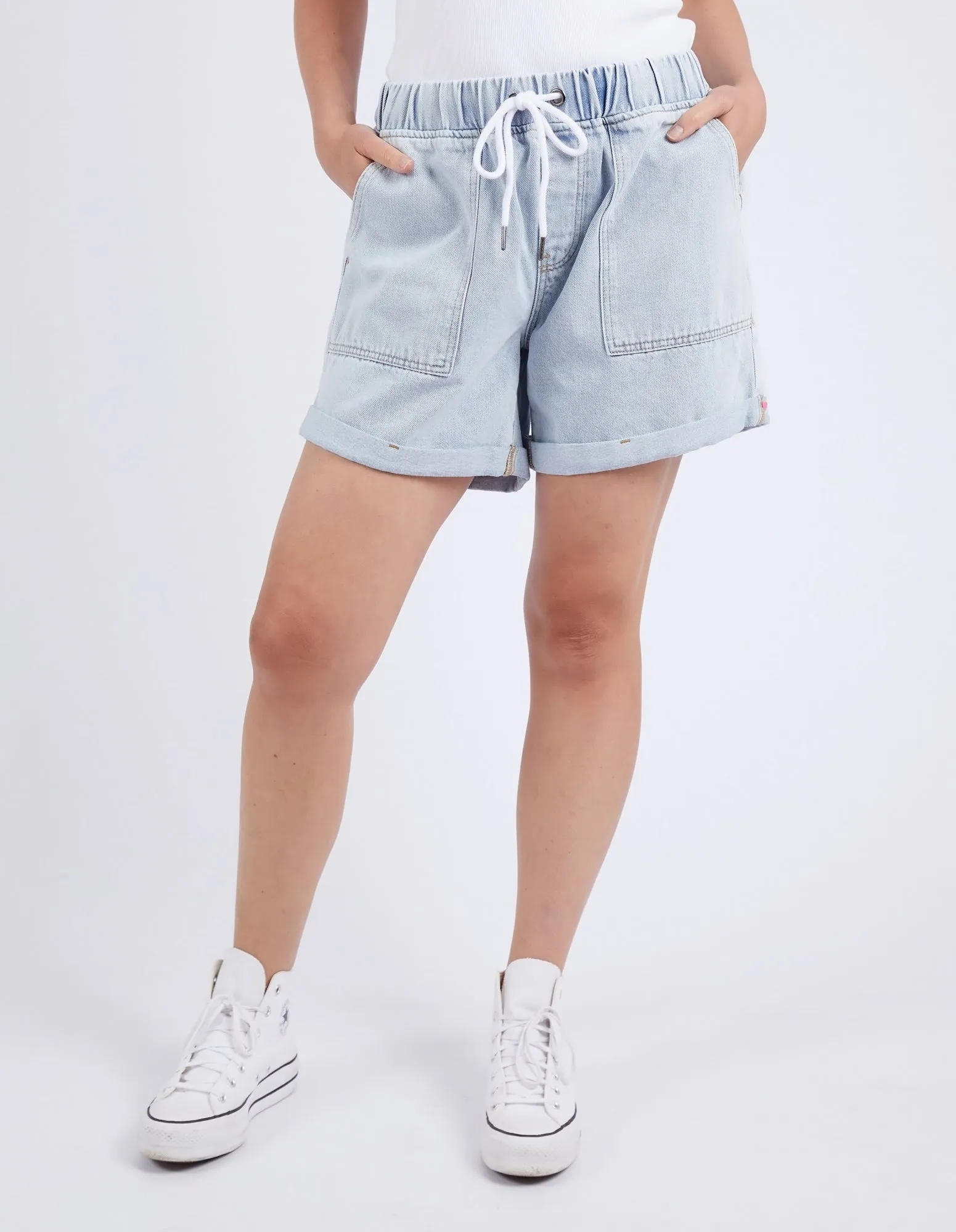 Elm Emma Relaxed Denim Short Light Blue Wash