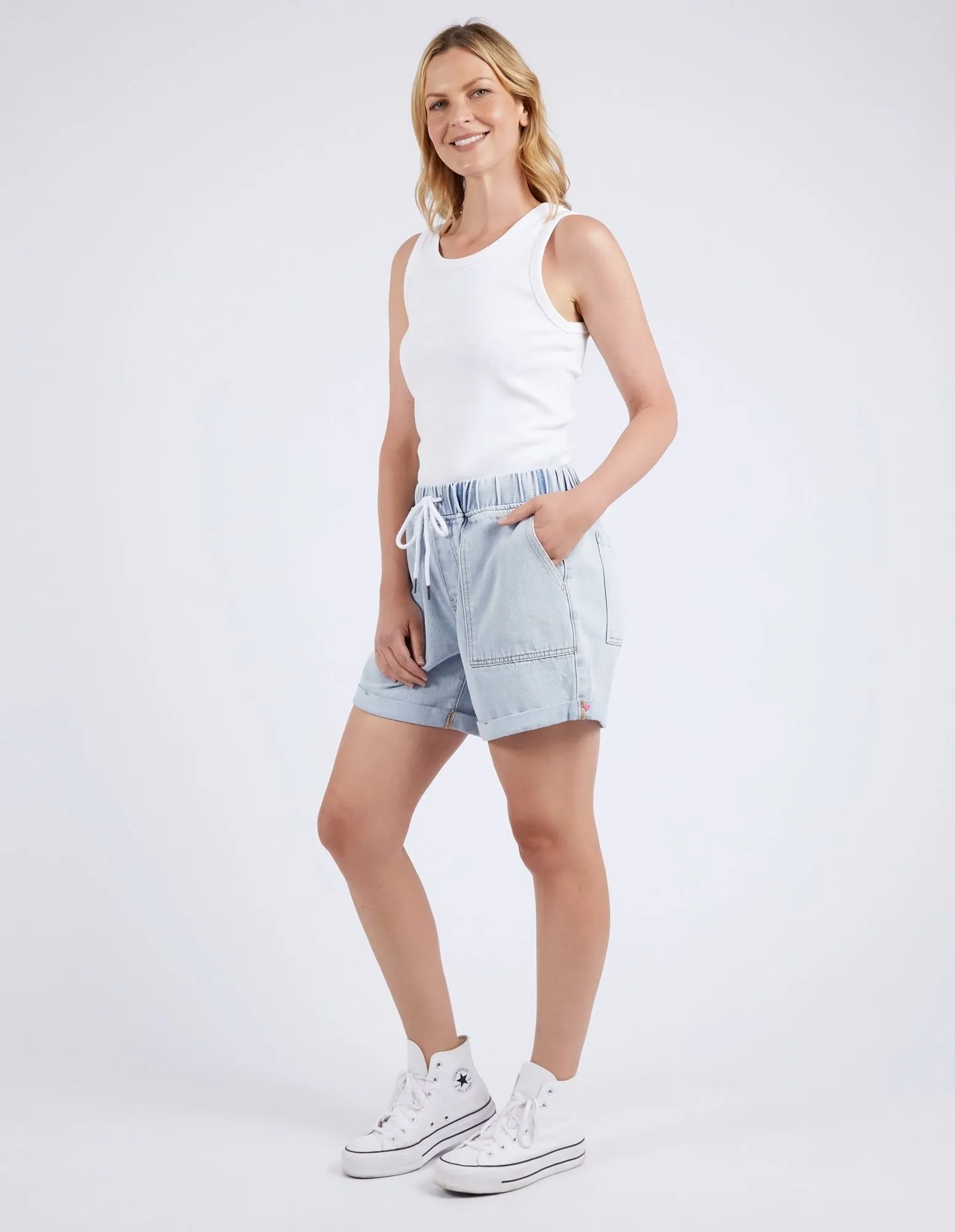 Elm Emma Relaxed Denim Short Light Blue Wash