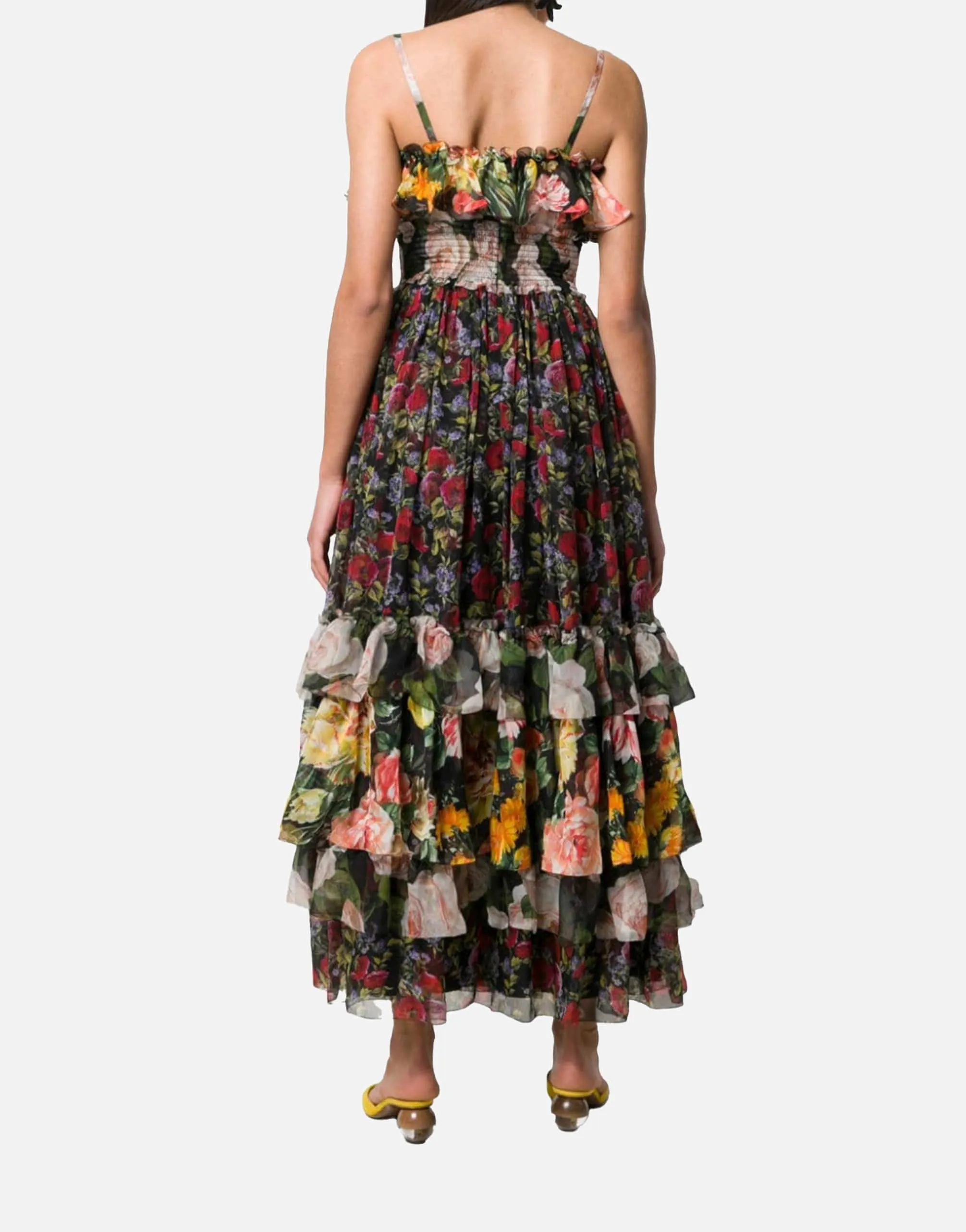 Floral Print Chiffon Layered Dress