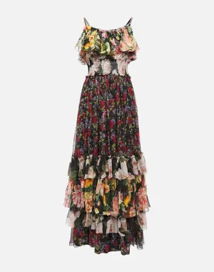 Floral Print Chiffon Layered Dress