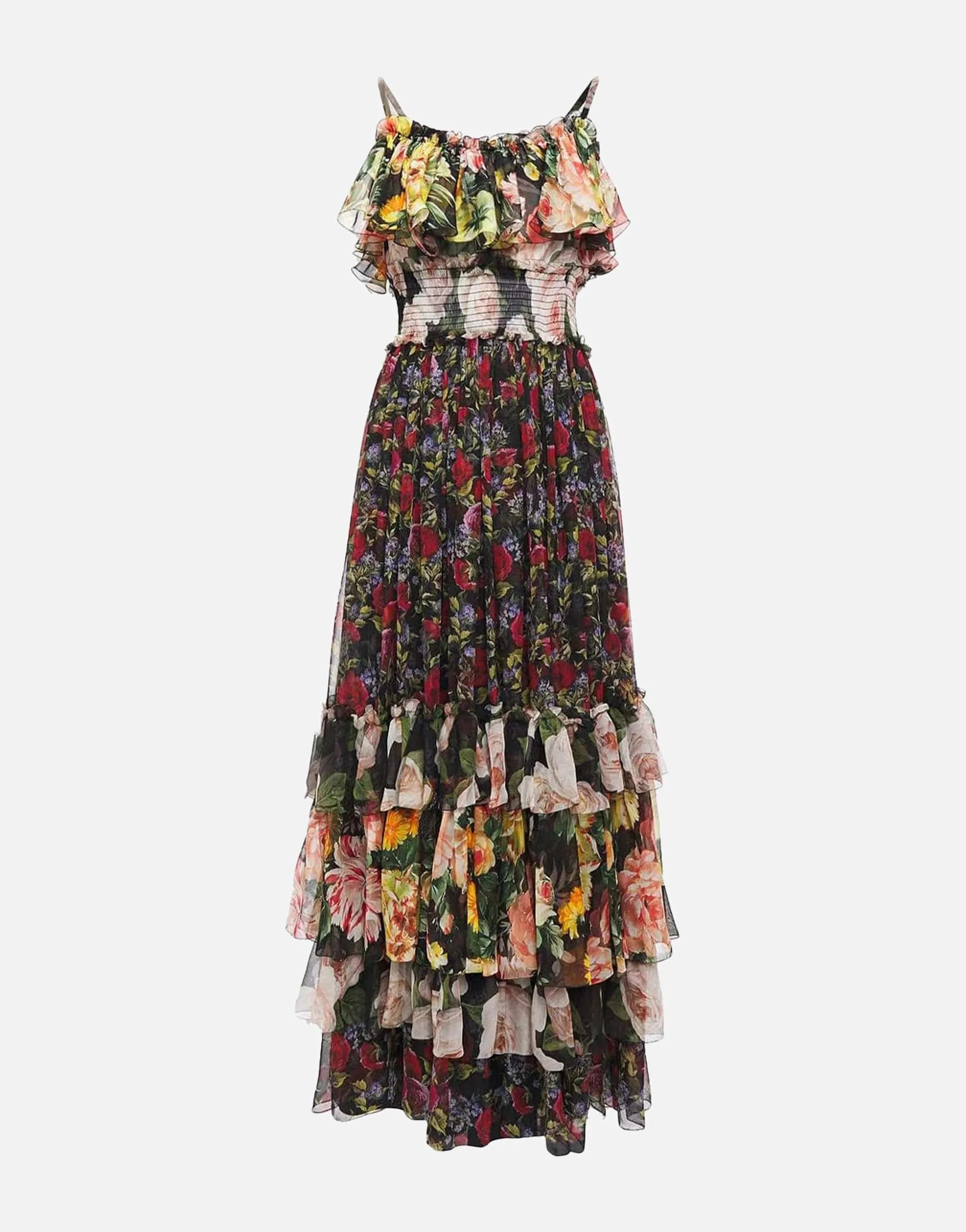 Floral Print Chiffon Layered Dress