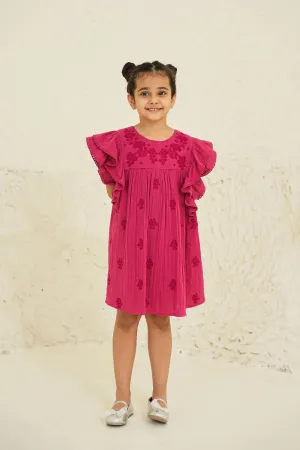 Georgia Cotton Double Gauze Girl Dress - Magenta