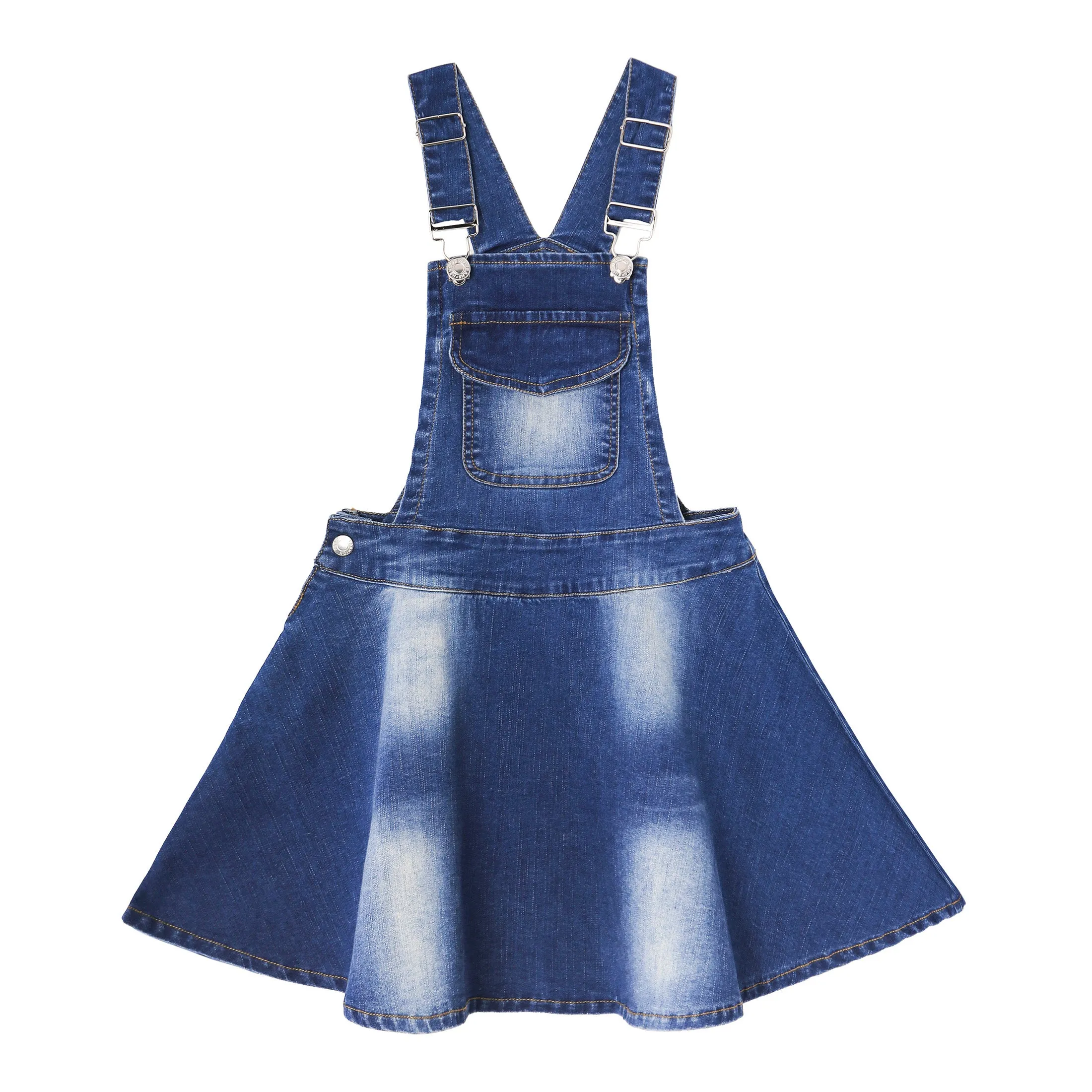 Girls Denim Skirts,Little Big Girls Soft Stretchy Jeans Overall Dress