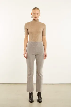 Grey Corduroy Ankle Flare Pants