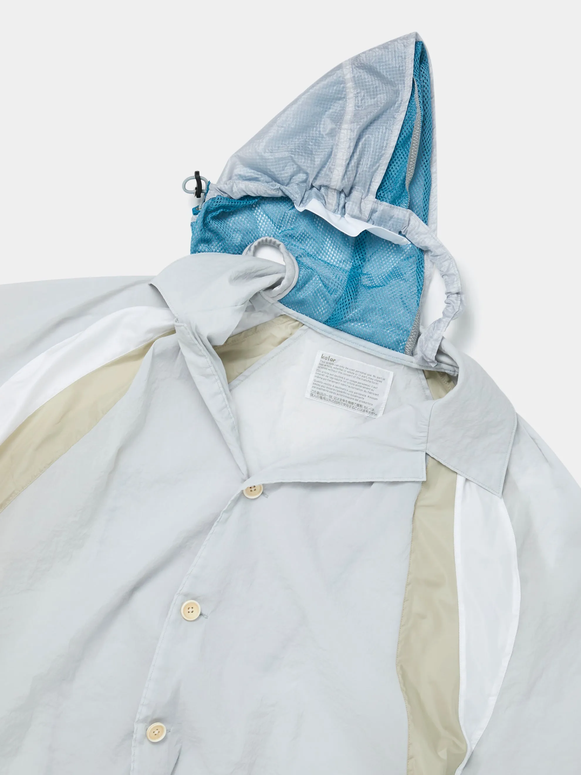 Half-Hood Button Overshirt (Light Grey)