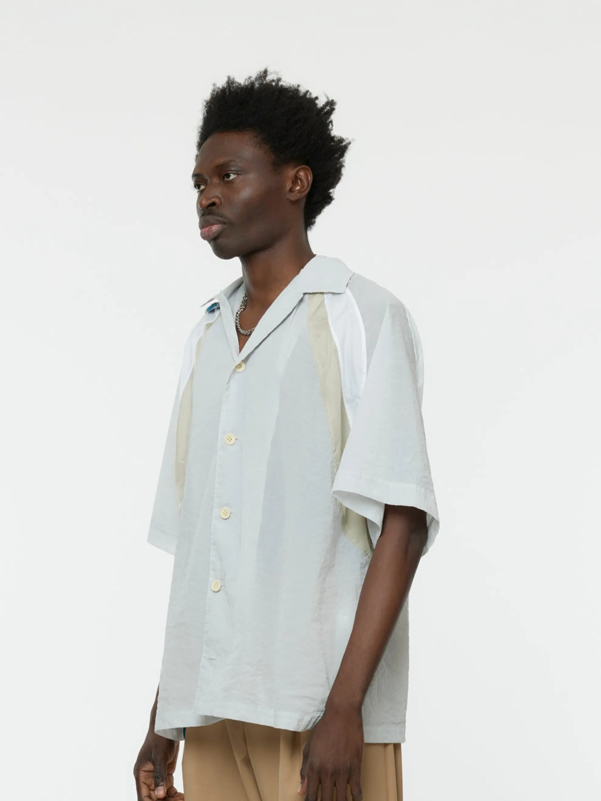 Half-Hood Button Overshirt (Light Grey)