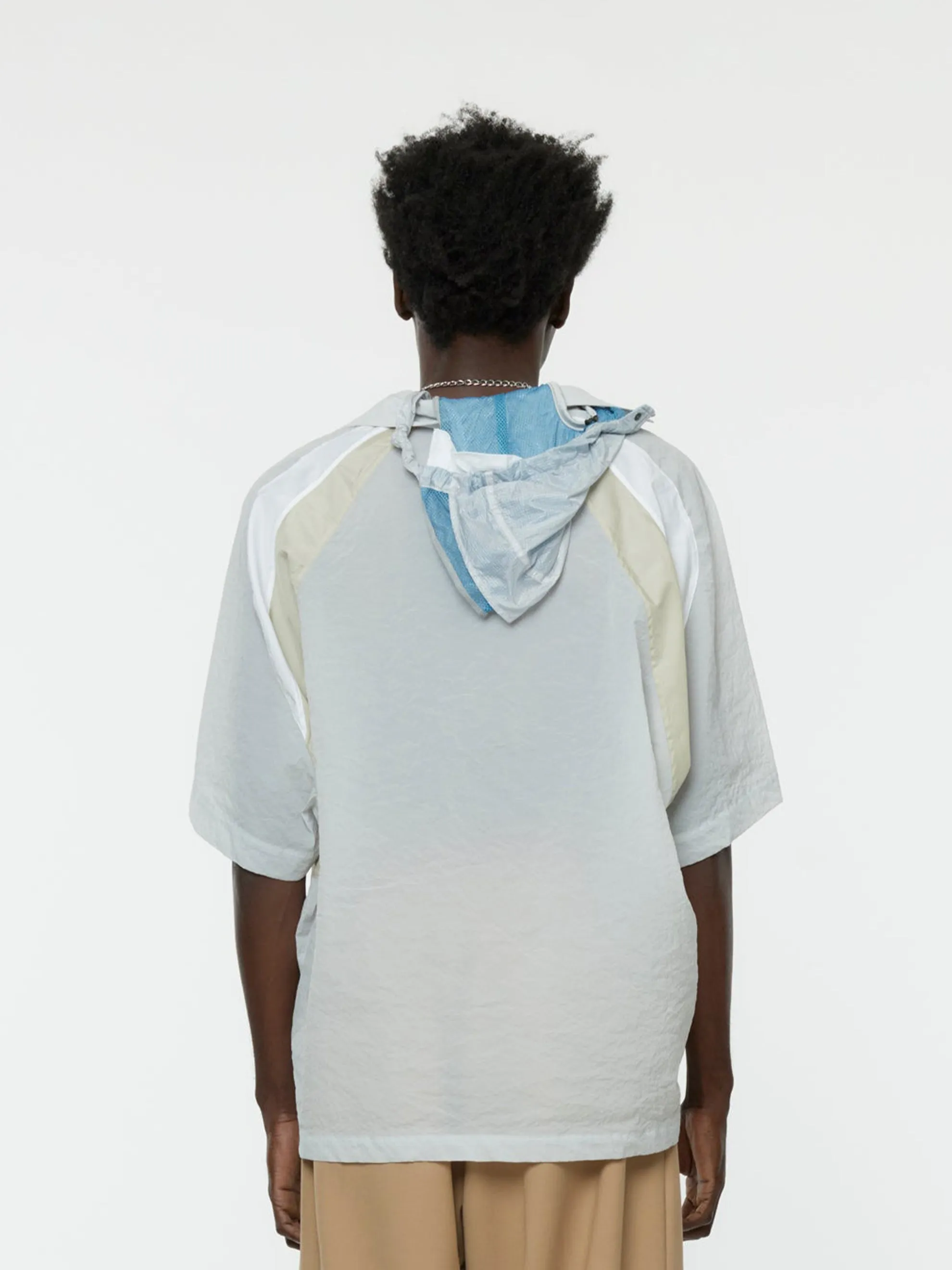 Half-Hood Button Overshirt (Light Grey)