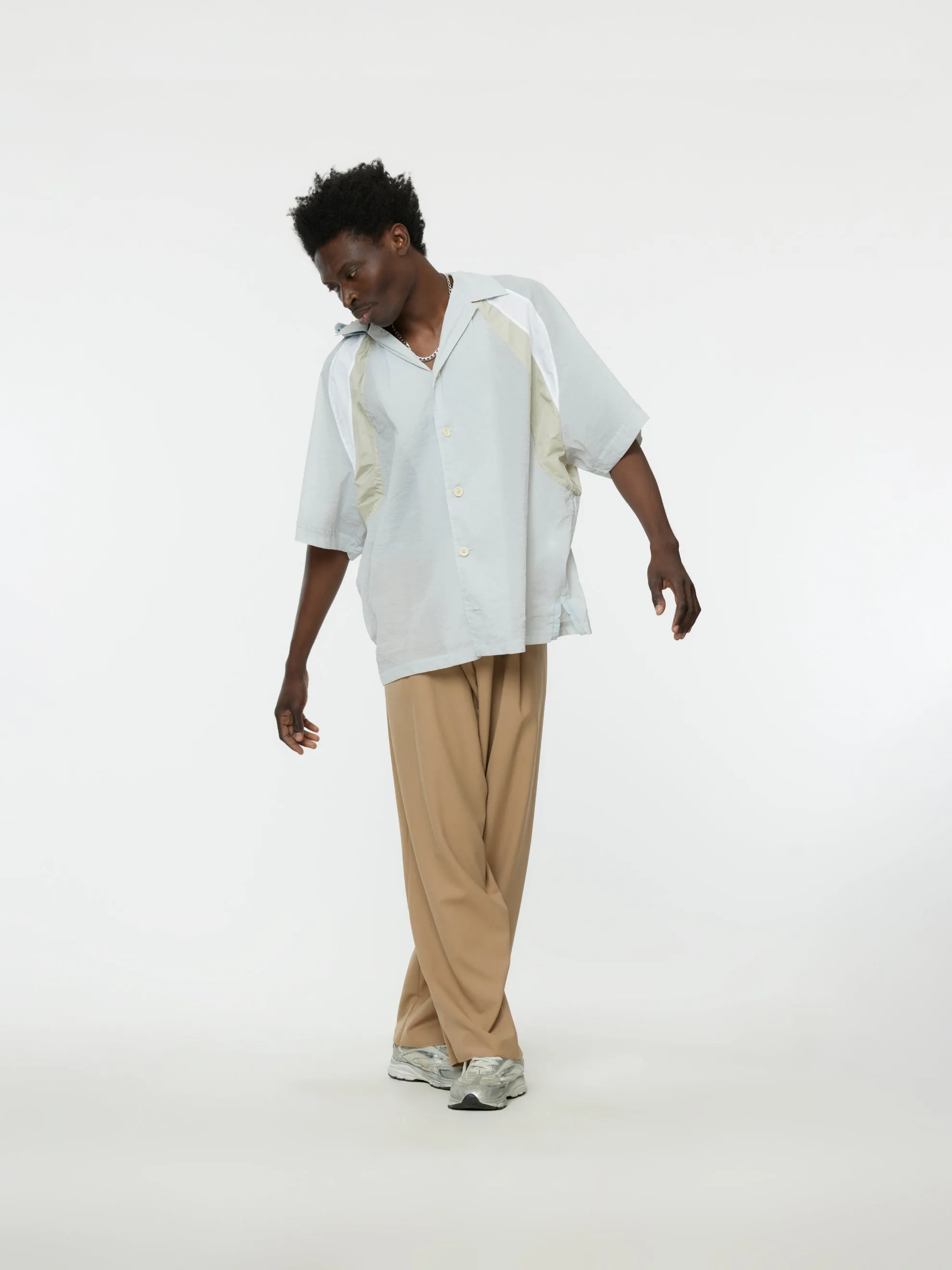 Half-Hood Button Overshirt (Light Grey)