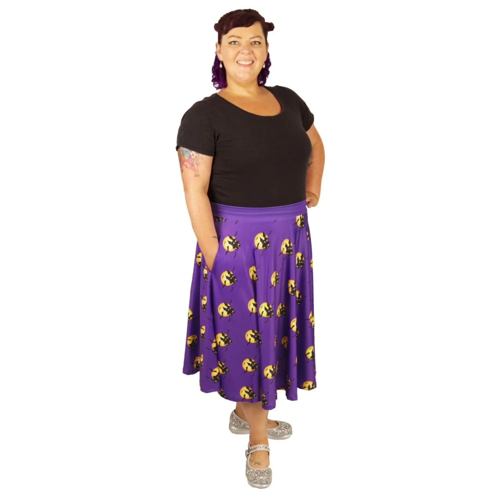 Haunted House Swishy Skirt With Pockets