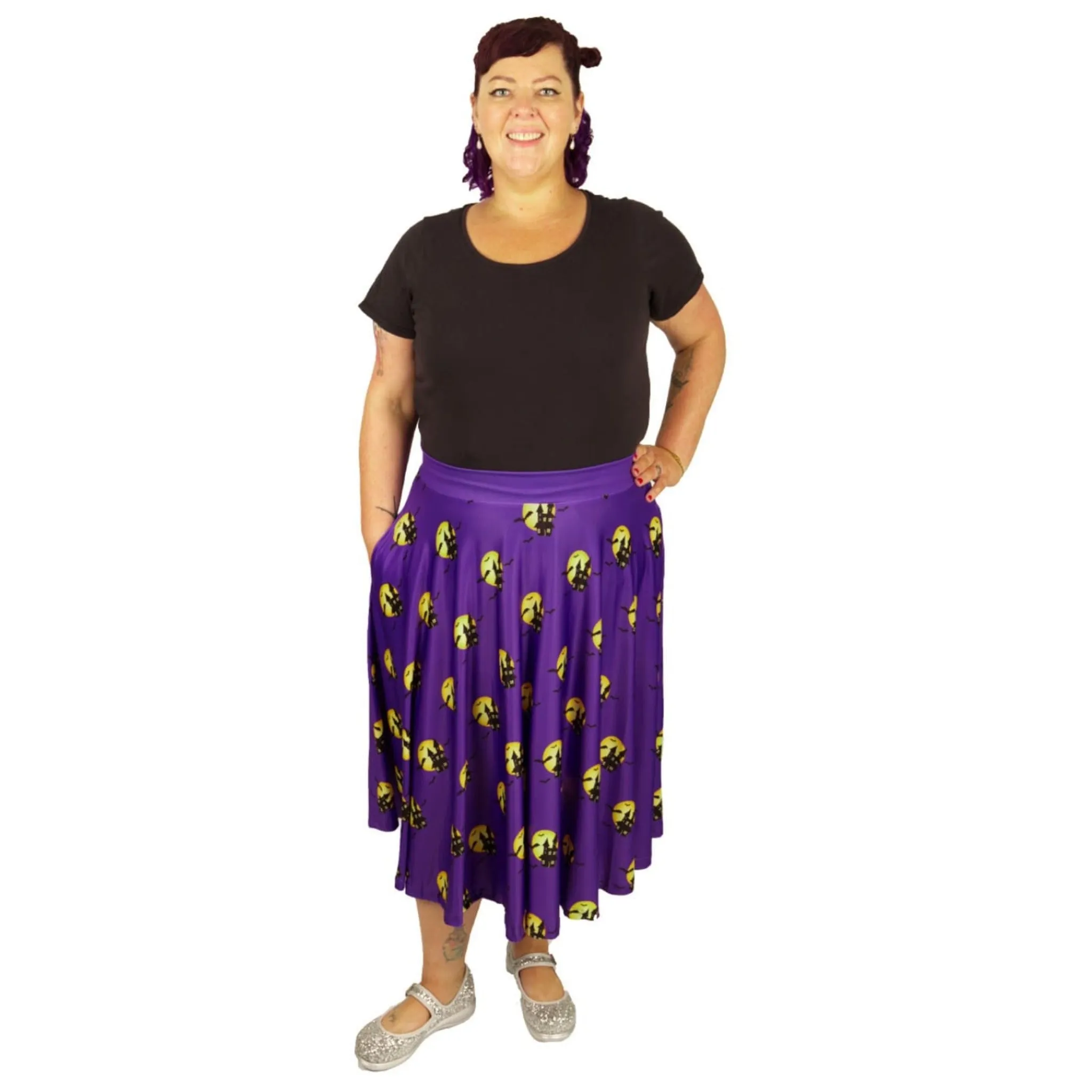 Haunted House Swishy Skirt With Pockets