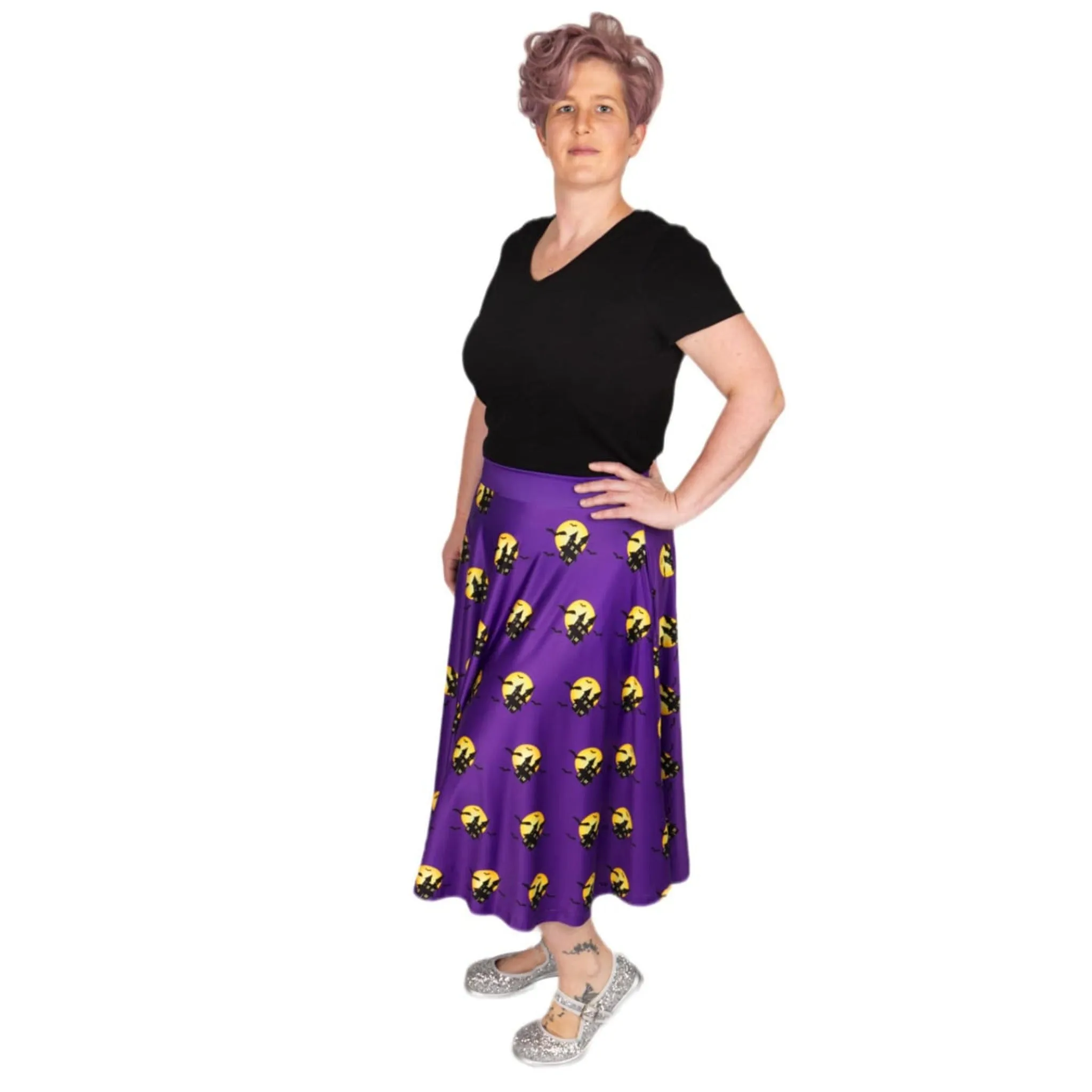 Haunted House Swishy Skirt With Pockets