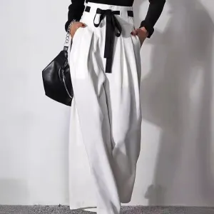High Waisted Wide Leg Floral Printed Multi-Colored Casual Pants