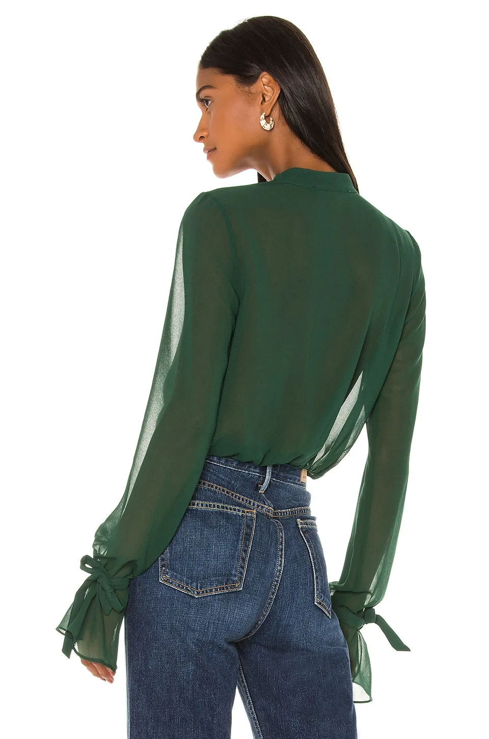 House of Harlow 1960 x REVOLVE Joli Tie Cuff Blouse in Forest Green