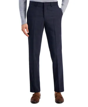 Hugo Boss Mens Slim Fit Dress Pants 36 / 32 Navy Blue Plaid