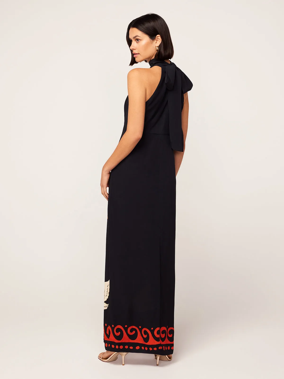 Jacquetta Black Cygnus And Lyra Print Halterneck Maxi Dress