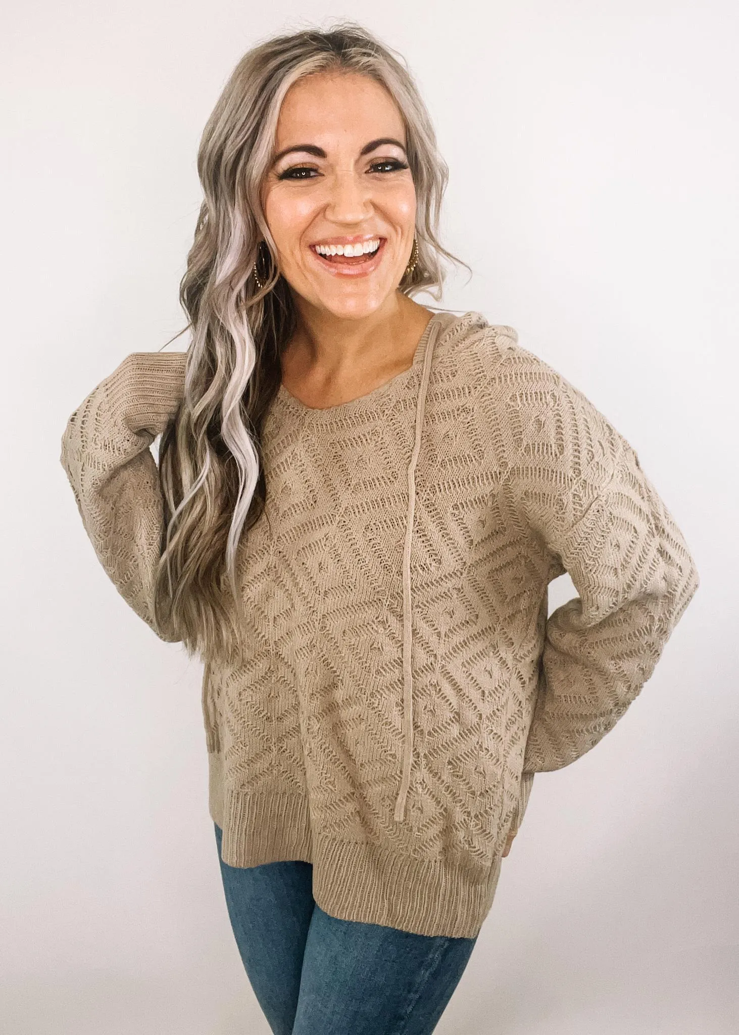 Light Mocha Patterned Hoodie