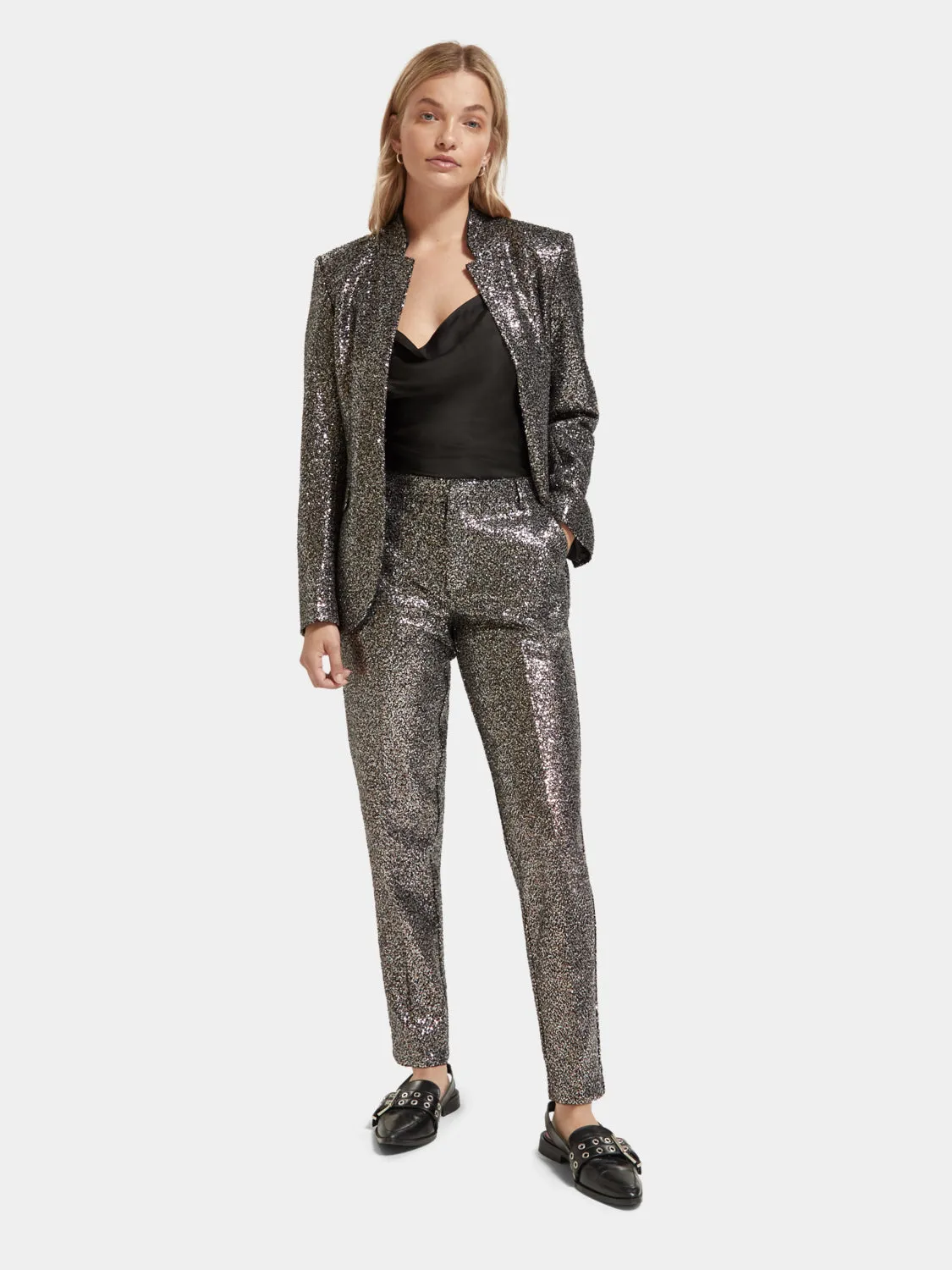 Lowry mid-rise pants in mixed sequins