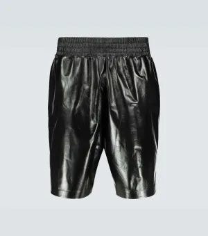 Men's Black Real Leather Shorts