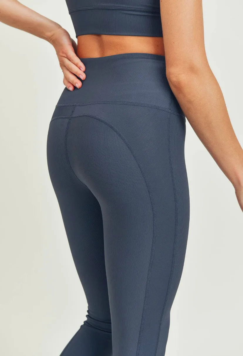 Micro-Ribbed Lycra-Blend Highwaist Legging