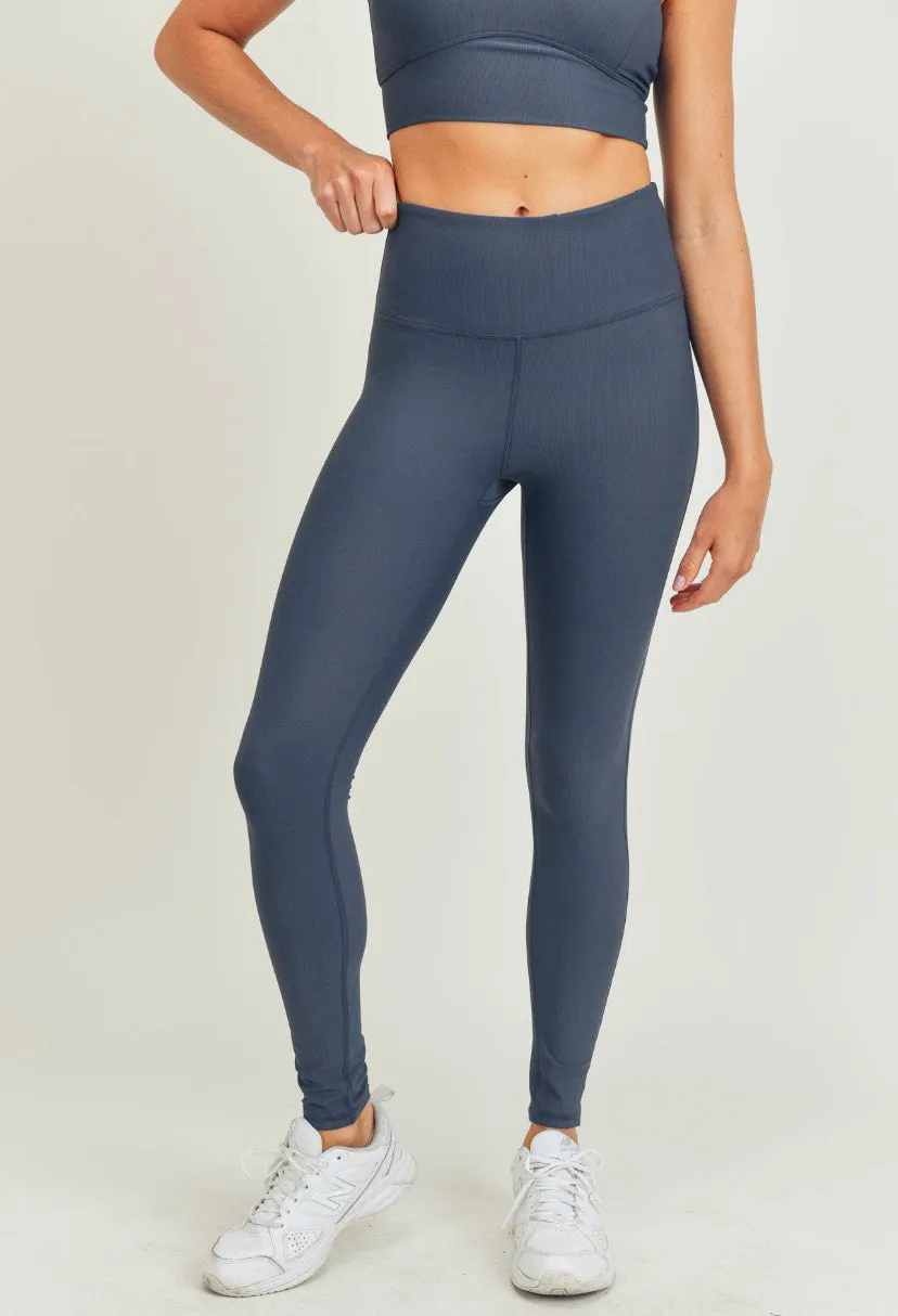 Micro-Ribbed Lycra-Blend Highwaist Legging