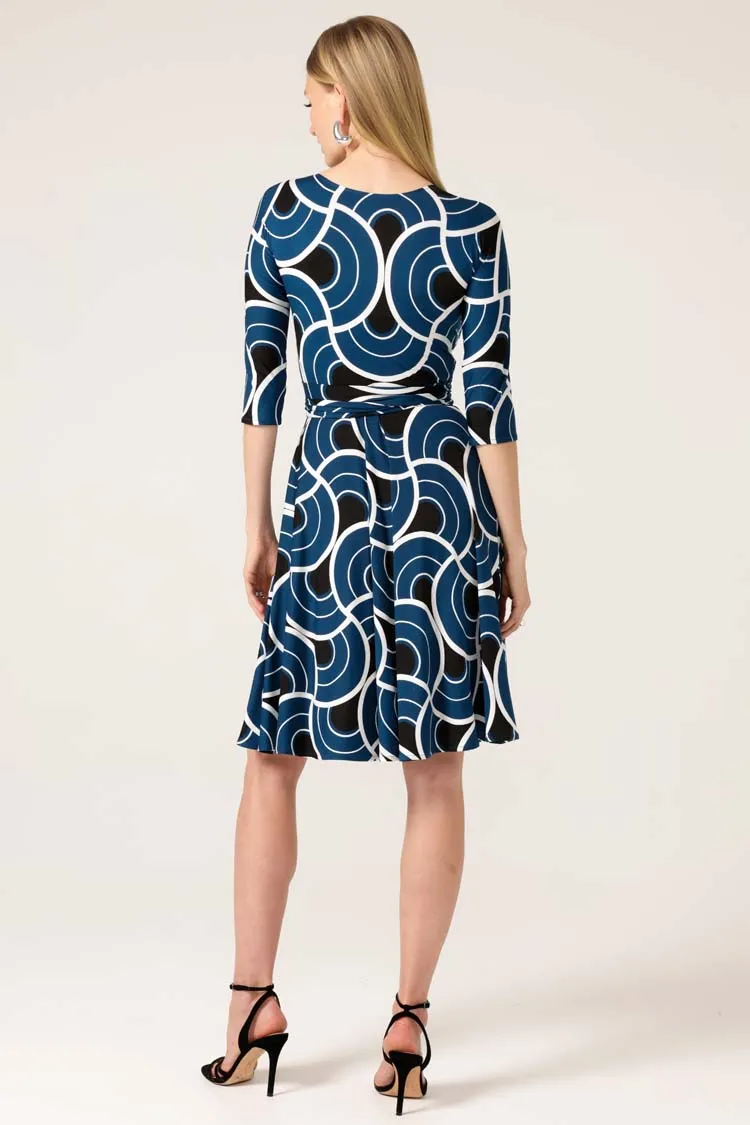 Mockingbird Reverse Wrap Dress in Ocean Geo