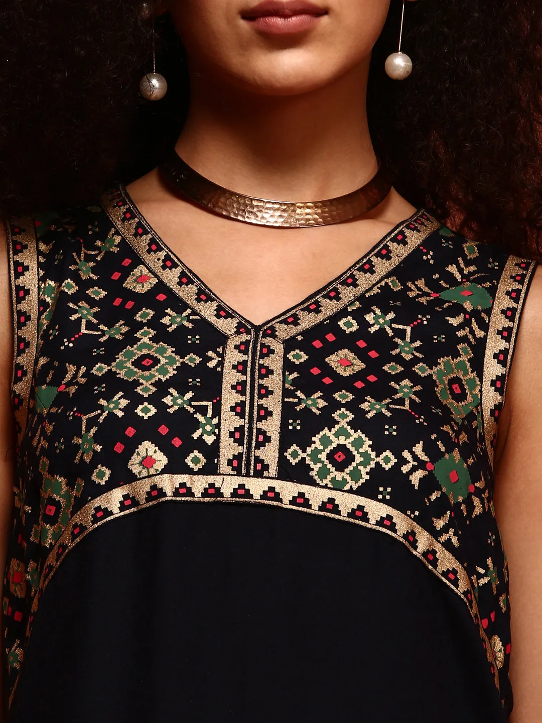 Navy Asymmetric Kurta Set