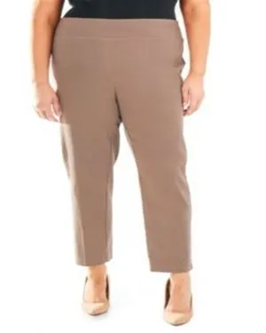 NY Collection Women's  Pull on Ankle Pant Brown  20W | Brown