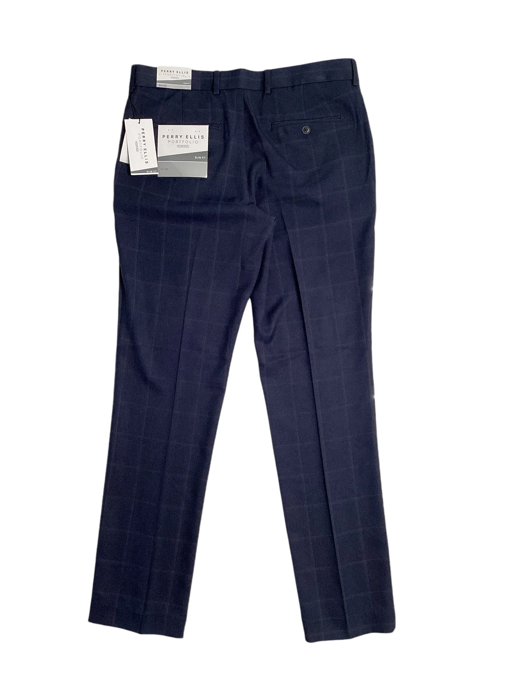 Perry Ellis Portfolio Mens Slim Fit Twill Dress Pants Dark Navy 36 x 32