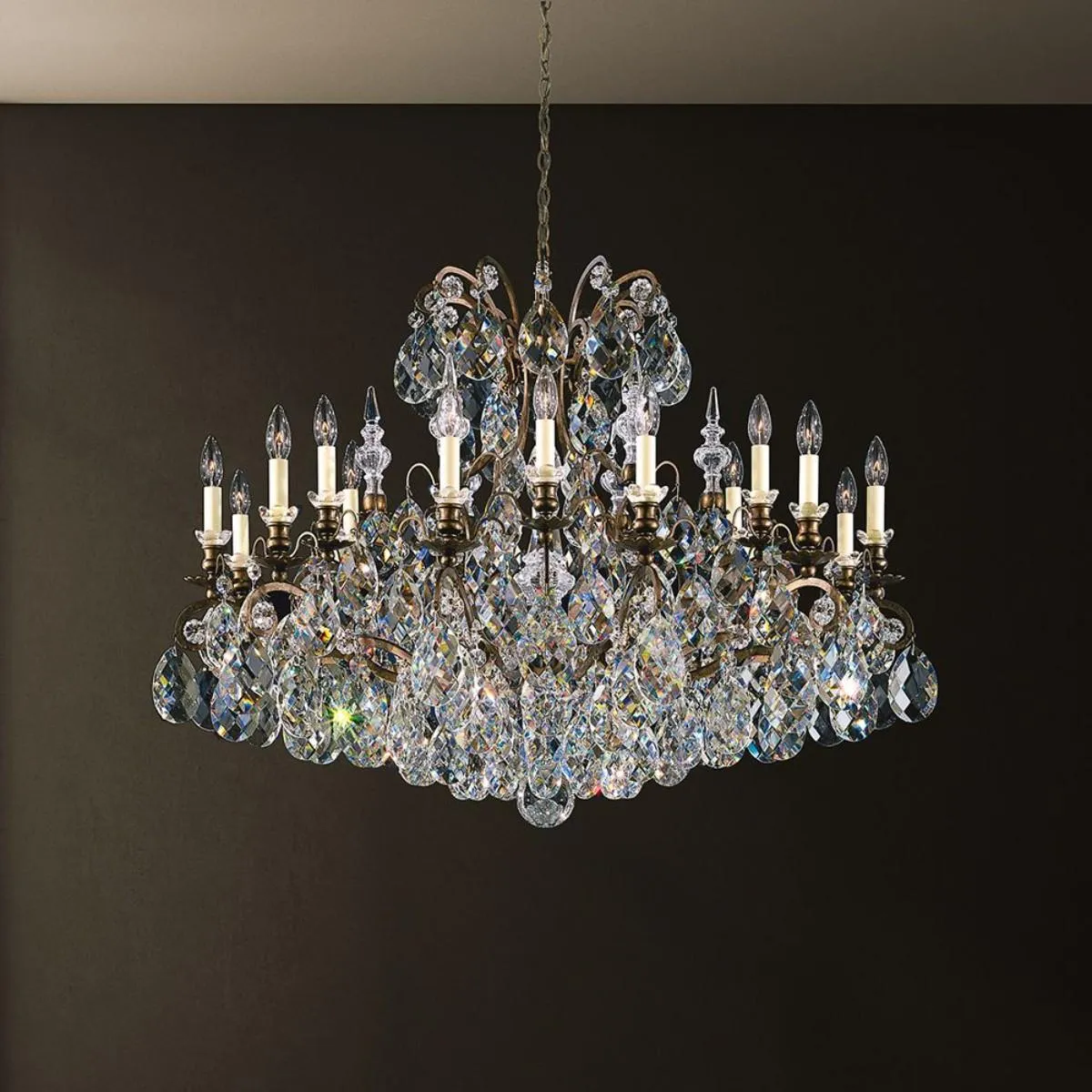 Renaissance 19 Light Black Chandelier with Heritage Crystal