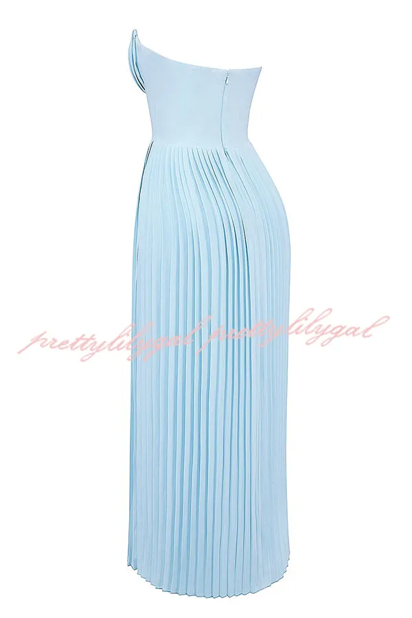 Romantic and Elegant Pleated Strapless Maxi Dress